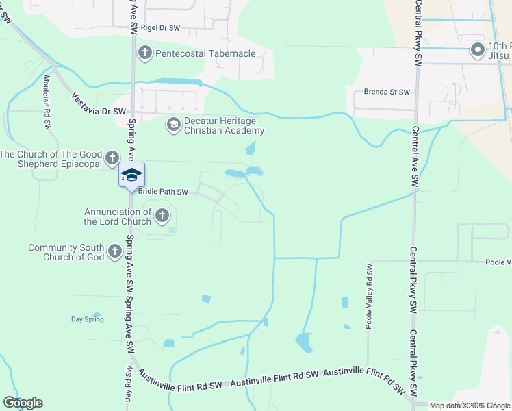 map of restaurants, bars, coffee shops, grocery stores, and more near 4022 Saddlehorn Bend Southwest in Decatur
