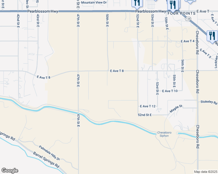 map of restaurants, bars, coffee shops, grocery stores, and more near East Avenue T 12 in Palmdale
