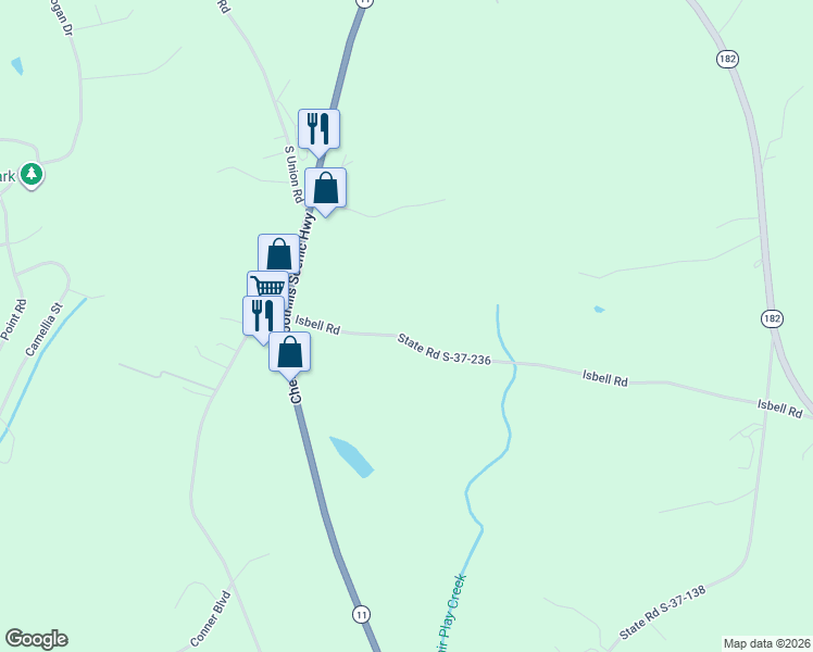 map of restaurants, bars, coffee shops, grocery stores, and more near 150 Isbell Road in Oconee