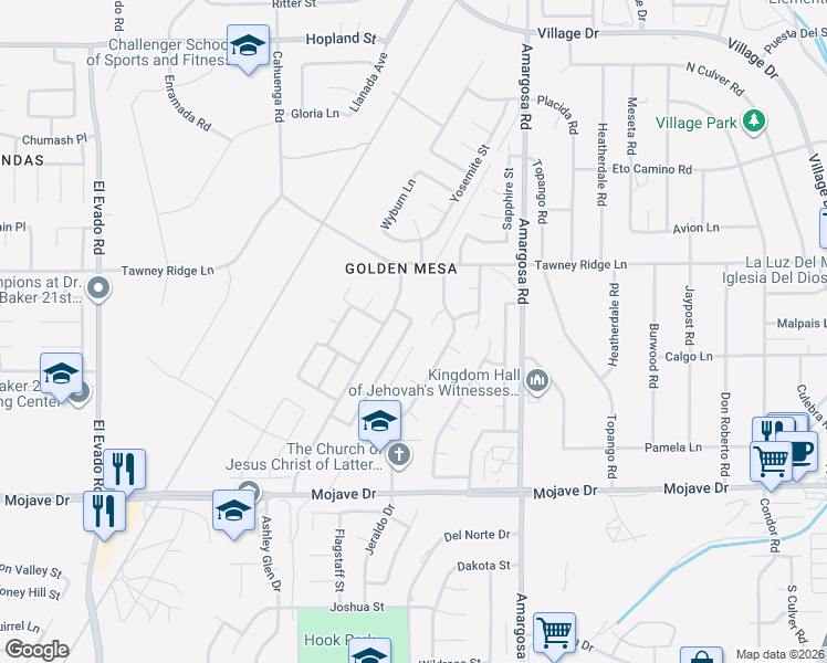 map of restaurants, bars, coffee shops, grocery stores, and more near 15637 Bow String Street in Victorville