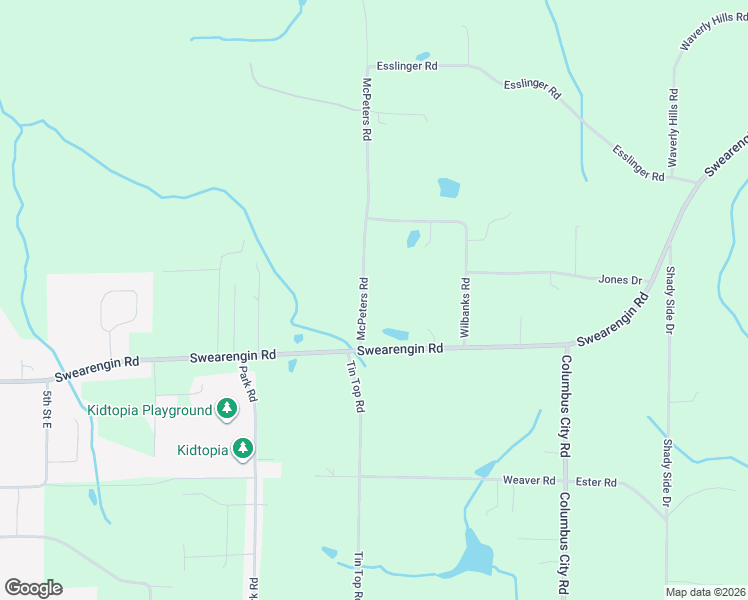 map of restaurants, bars, coffee shops, grocery stores, and more near 120 McPeters Road in Grant