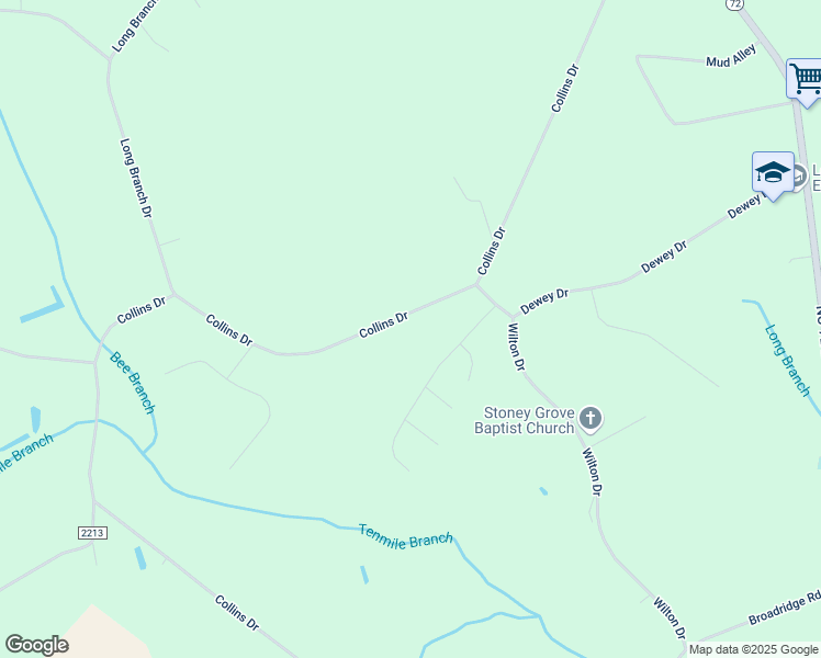 map of restaurants, bars, coffee shops, grocery stores, and more near Collins Road in Lumberton