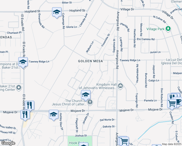 map of restaurants, bars, coffee shops, grocery stores, and more near 15640 Bow String Street in Victorville