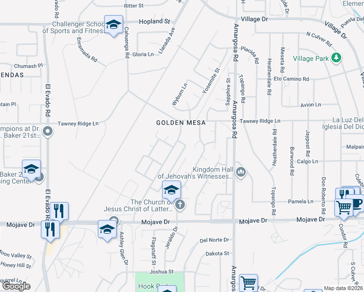 map of restaurants, bars, coffee shops, grocery stores, and more near 15640 Bow String Street in Victorville