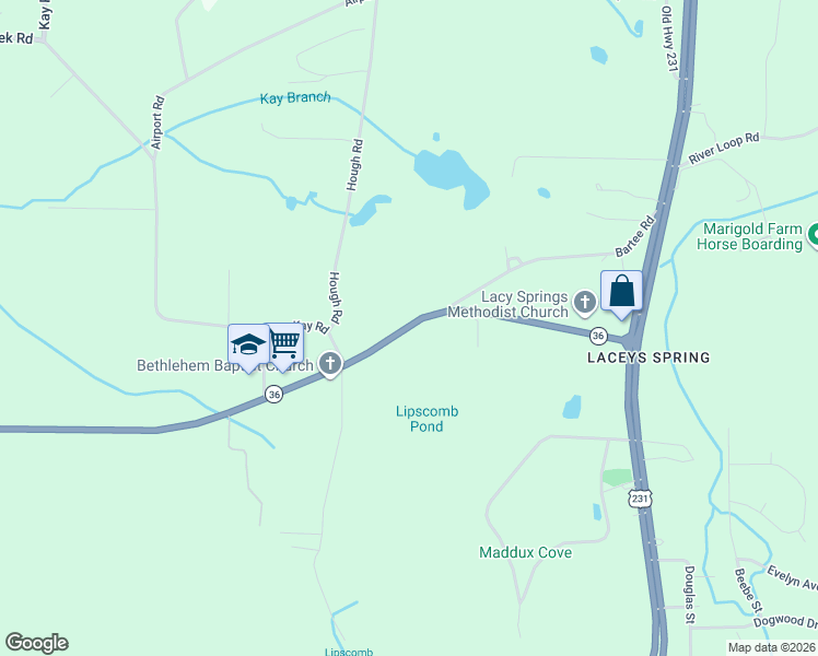 map of restaurants, bars, coffee shops, grocery stores, and more near 10205 Alabama 36 in Morgan County
