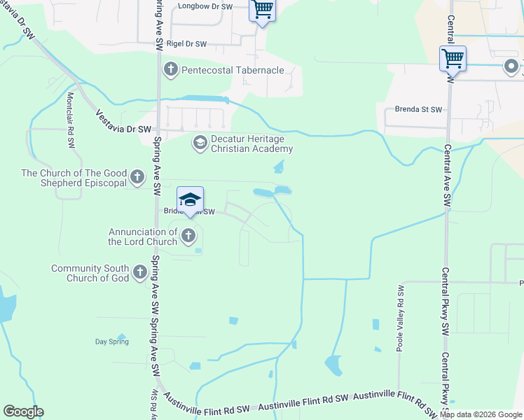 map of restaurants, bars, coffee shops, grocery stores, and more near 4003 Saddlehorn Bend Southwest in Decatur