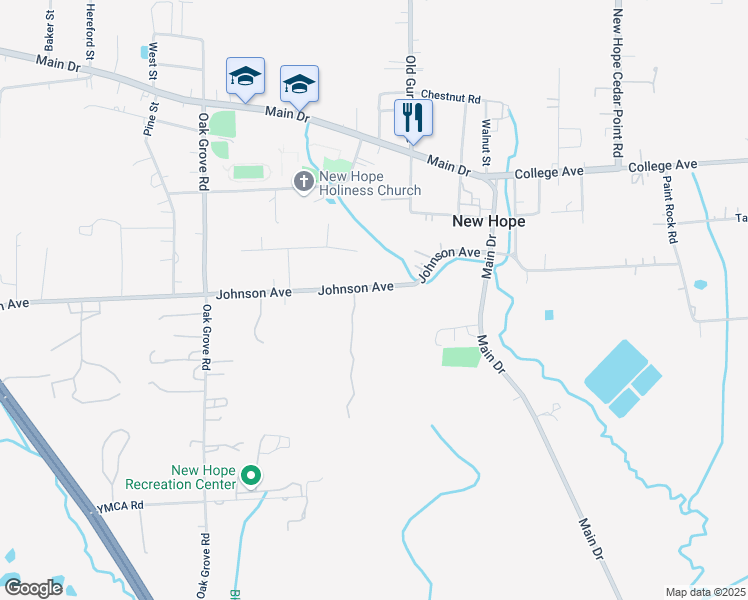 map of restaurants, bars, coffee shops, grocery stores, and more near 1264 Johnson Avenue in New Hope