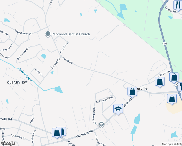 map of restaurants, bars, coffee shops, grocery stores, and more near 3607 Dixon Road in Anderson