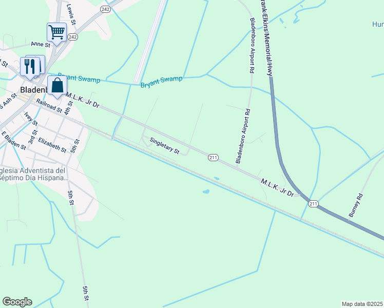 map of restaurants, bars, coffee shops, grocery stores, and more near 12491 North Carolina 211 Highway West in Bladenboro