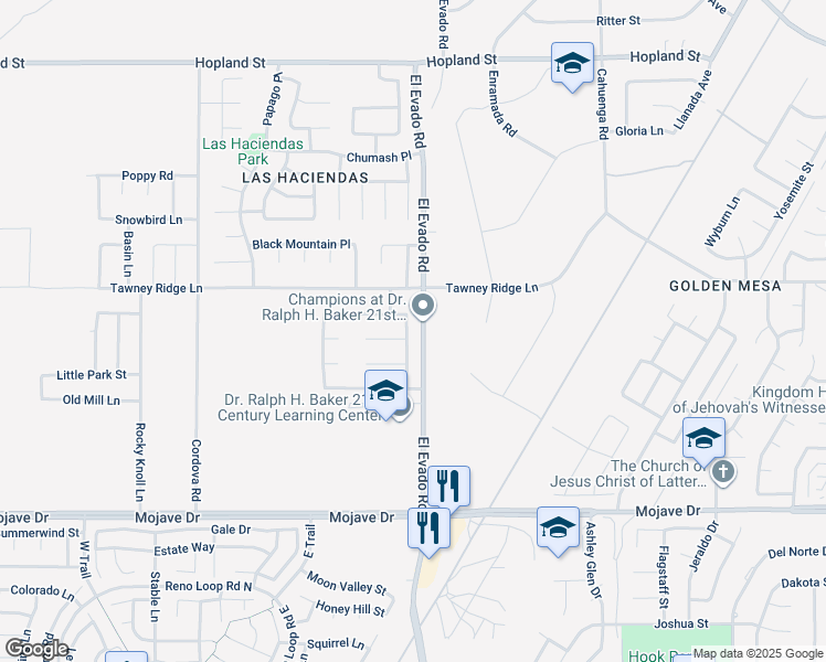map of restaurants, bars, coffee shops, grocery stores, and more near 15625 Fairbanks Drive in Victorville