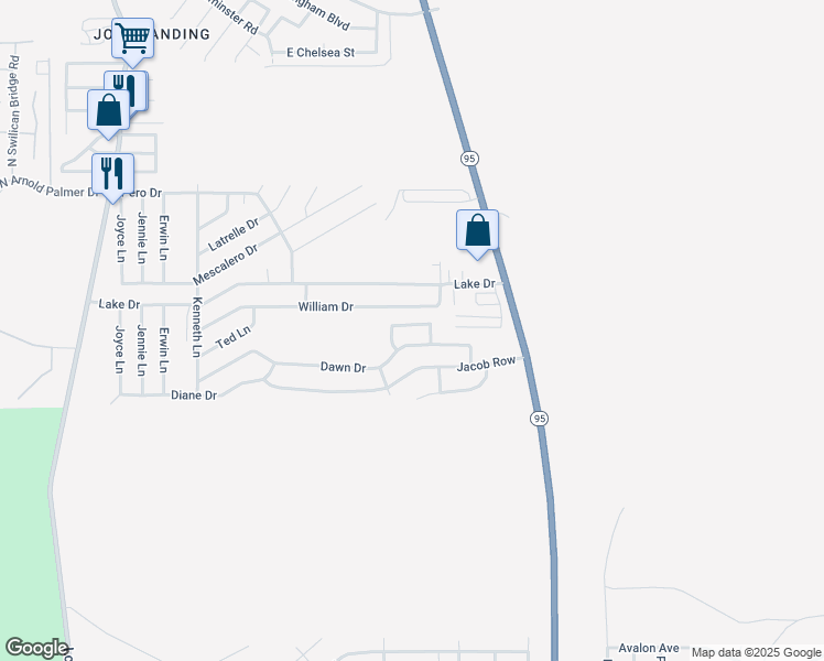 map of restaurants, bars, coffee shops, grocery stores, and more near 2410 East George Lane in Lake Havasu City