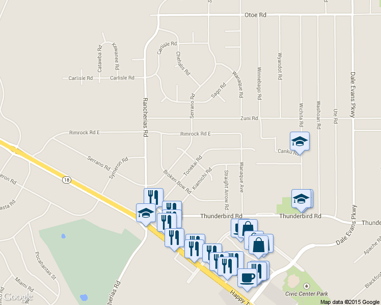 map of restaurants, bars, coffee shops, grocery stores, and more near 20245 Serrano Road in Apple Valley