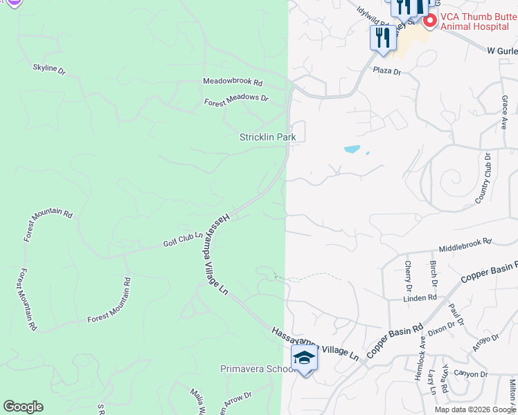 map of restaurants, bars, coffee shops, grocery stores, and more near 1770 Tangle Peak Trail in Prescott