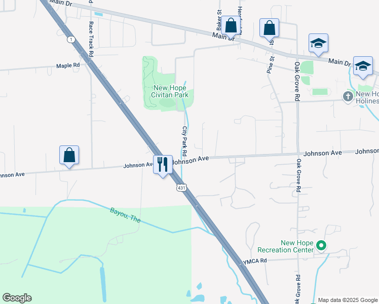 map of restaurants, bars, coffee shops, grocery stores, and more near 118 City Park Road in New Hope