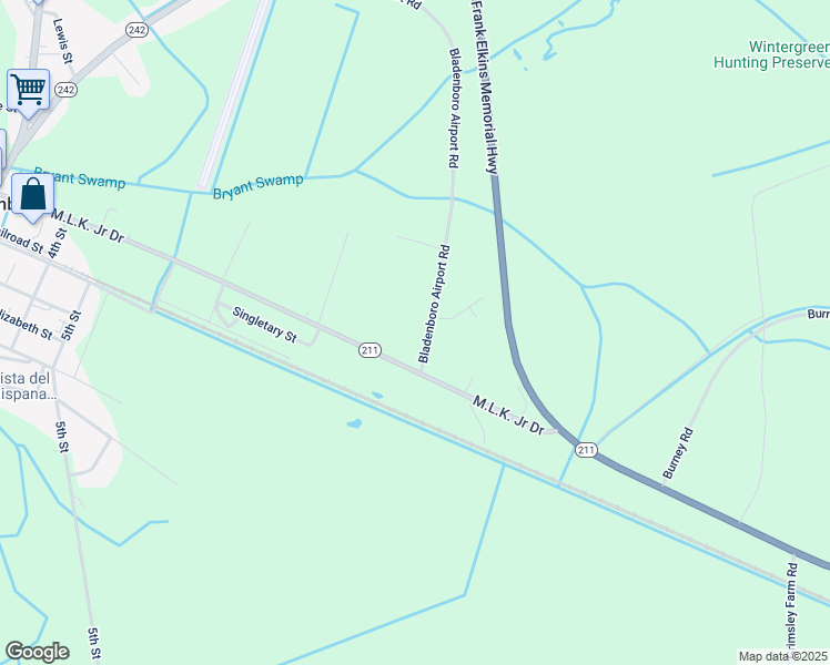 map of restaurants, bars, coffee shops, grocery stores, and more near Airport Road in Clarkton