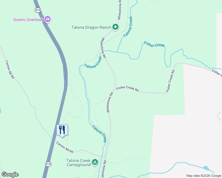 map of restaurants, bars, coffee shops, grocery stores, and more near 1415 Whitestone Rd in Talking Rock
