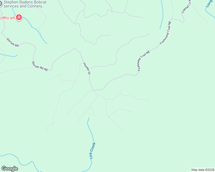 map of restaurants, bars, coffee shops, grocery stores, and more near 1286 Foxhound Trail Northeast in Ranger