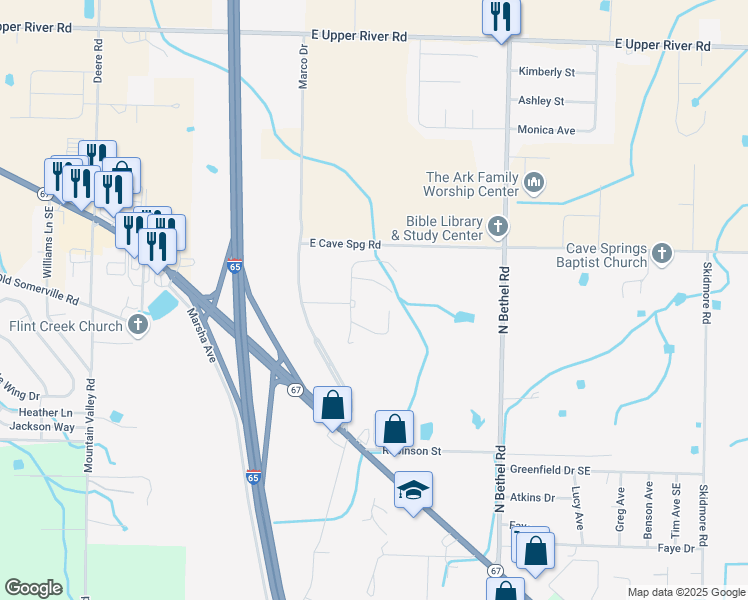 map of restaurants, bars, coffee shops, grocery stores, and more near 200 Terrace Lane in Decatur