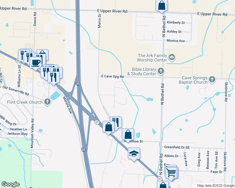 map of restaurants, bars, coffee shops, grocery stores, and more near 200 Terrace Lane in Decatur