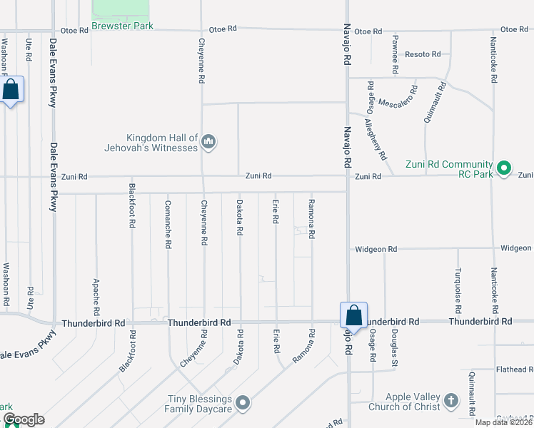 map of restaurants, bars, coffee shops, grocery stores, and more near 15570 Erie Road in Apple Valley