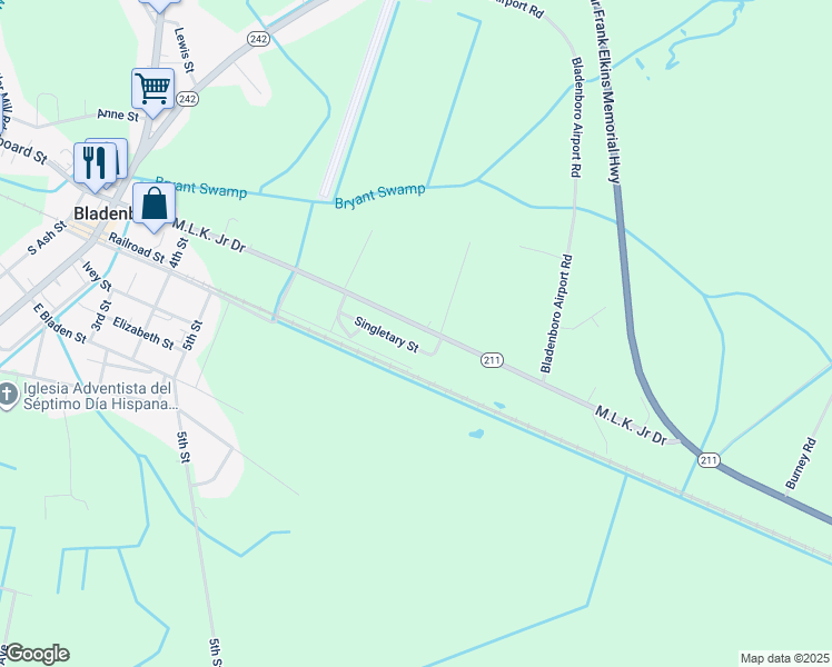 map of restaurants, bars, coffee shops, grocery stores, and more near 805 Martin Luther King Drive in Elizabethtown