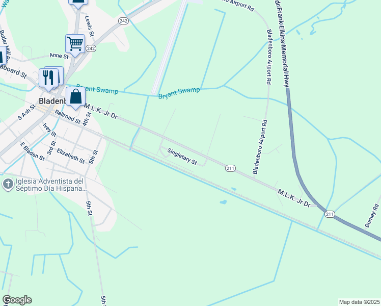 map of restaurants, bars, coffee shops, grocery stores, and more near 729 Martin Luther King Junior Drive in Bladenboro