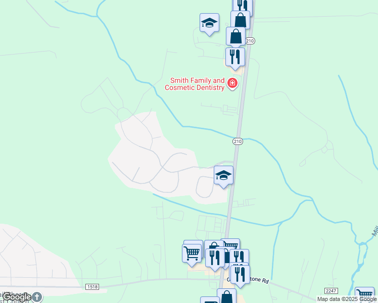 map of restaurants, bars, coffee shops, grocery stores, and more near 102 Long Pond Drive in Sneads Ferry