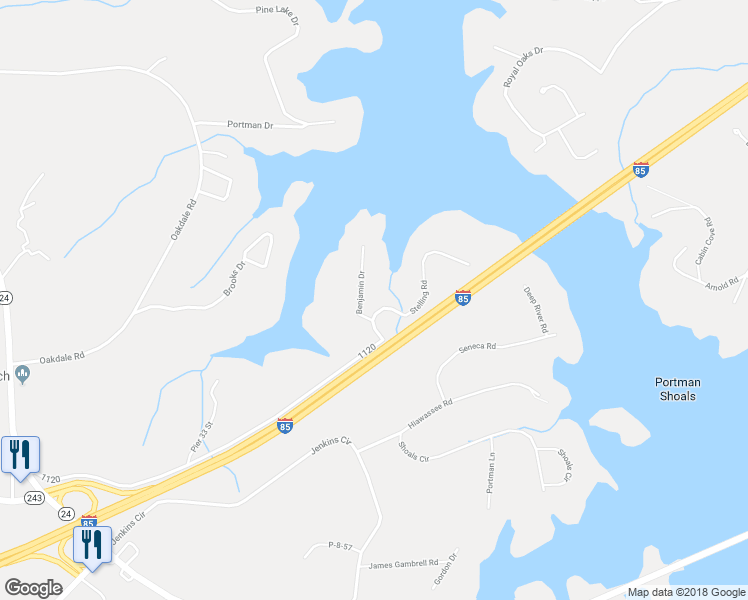 map of restaurants, bars, coffee shops, grocery stores, and more near 104 Benjamin Drive in Townville