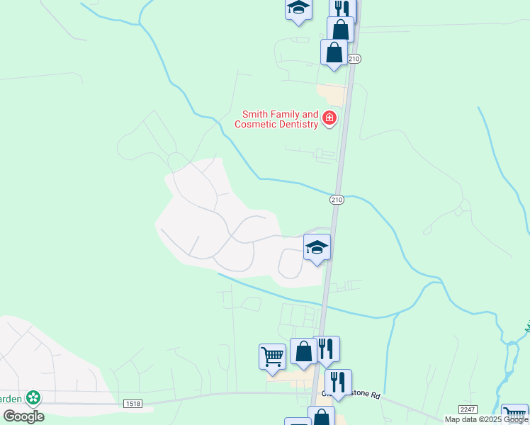 map of restaurants, bars, coffee shops, grocery stores, and more near 104 Long Pond Drive in Sneads Ferry