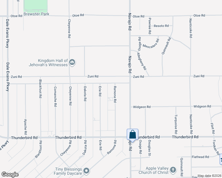 map of restaurants, bars, coffee shops, grocery stores, and more near 21560 Zuni Road in Apple Valley