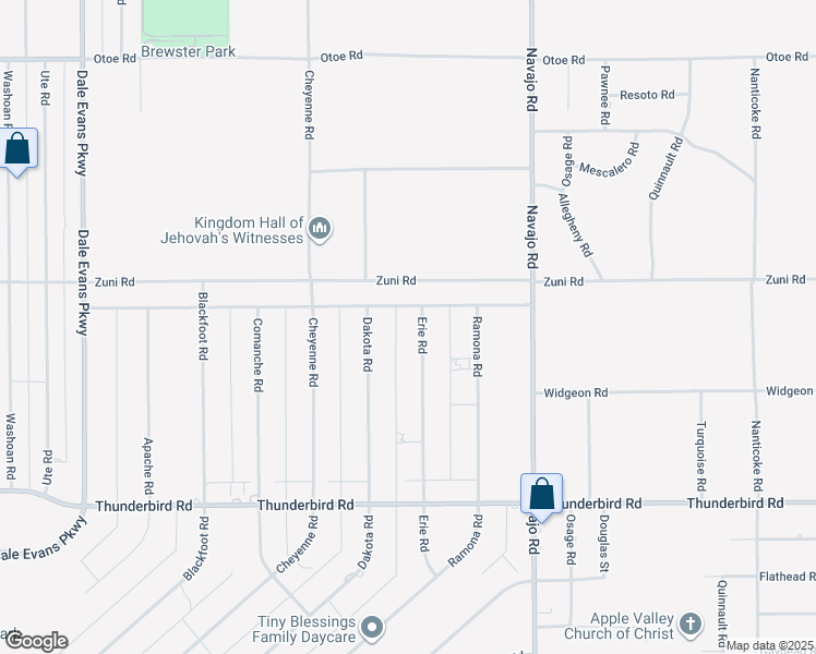 map of restaurants, bars, coffee shops, grocery stores, and more near 15620 Erie Road in Apple Valley