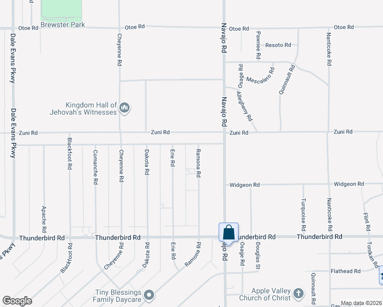 map of restaurants, bars, coffee shops, grocery stores, and more near 15620 Ramona Road in Apple Valley