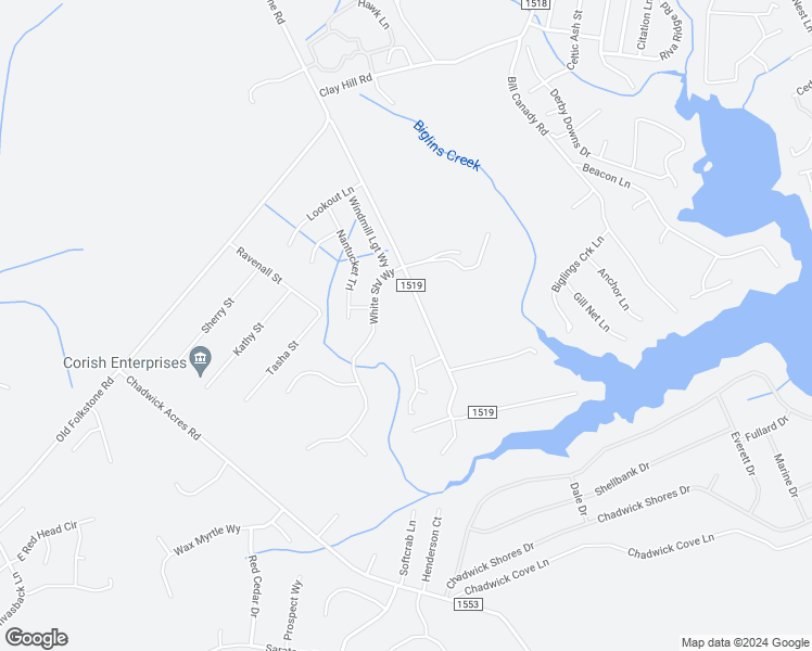 map of restaurants, bars, coffee shops, grocery stores, and more near 194 Ennett Lane in Sneads Ferry