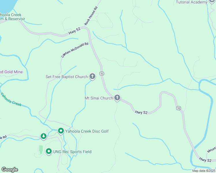map of restaurants, bars, coffee shops, grocery stores, and more near 1553 Georgia 52 in Dahlonega