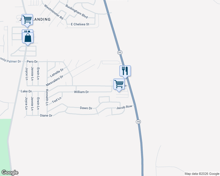 map of restaurants, bars, coffee shops, grocery stores, and more near 3158 Lake Drive in Lake Havasu City