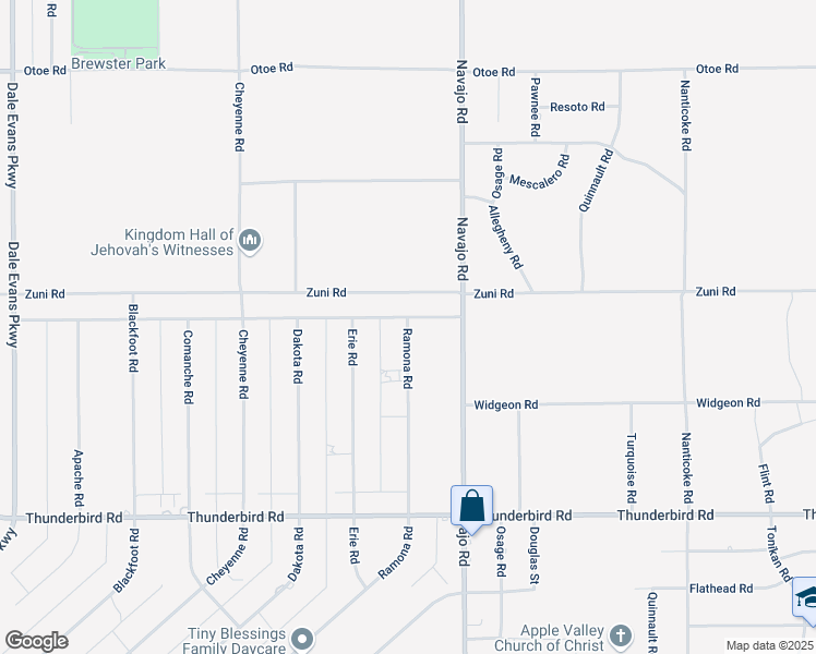 map of restaurants, bars, coffee shops, grocery stores, and more near 22192 Ramona Avenue in Apple Valley