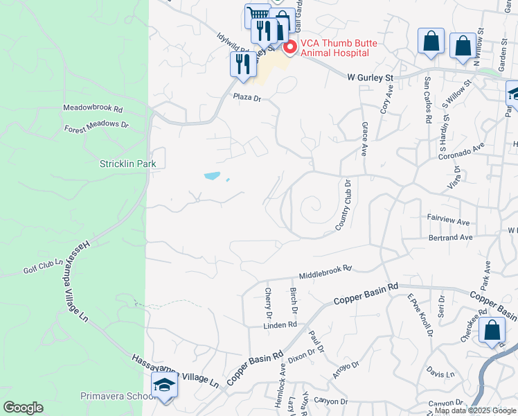 map of restaurants, bars, coffee shops, grocery stores, and more near 1100 Deodora Lane in Prescott