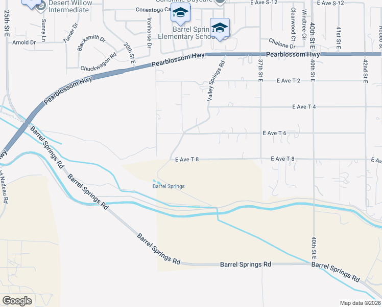 map of restaurants, bars, coffee shops, grocery stores, and more near 3335 East Avenue T 8 in Palmdale