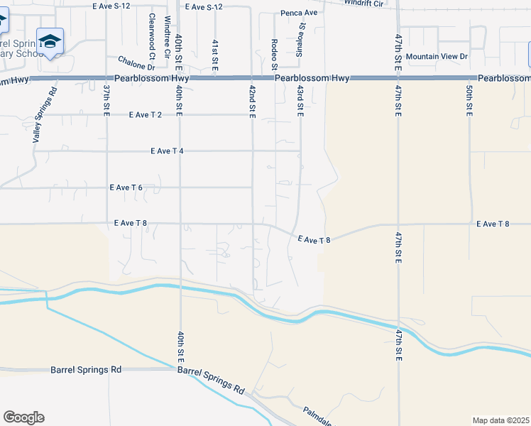 map of restaurants, bars, coffee shops, grocery stores, and more near 36014 42nd Street East in Palmdale