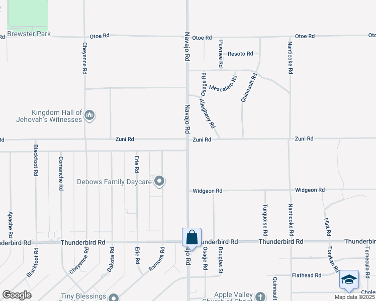 map of restaurants, bars, coffee shops, grocery stores, and more near Navajo Road in Apple Valley