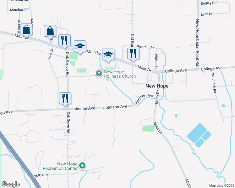map of restaurants, bars, coffee shops, grocery stores, and more near 249 Hope Ridge Drive in New Hope