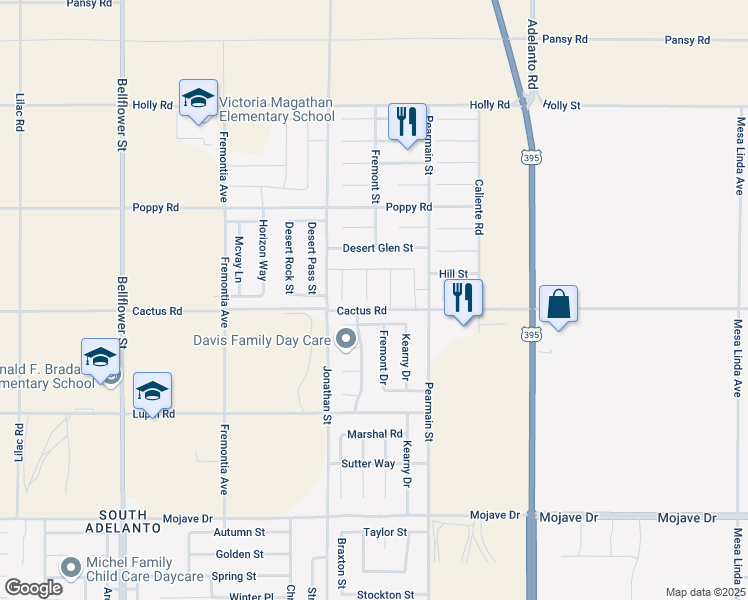 map of restaurants, bars, coffee shops, grocery stores, and more near in Adelanto