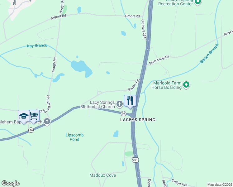 map of restaurants, bars, coffee shops, grocery stores, and more near 167 Bartee Road in Morgan County