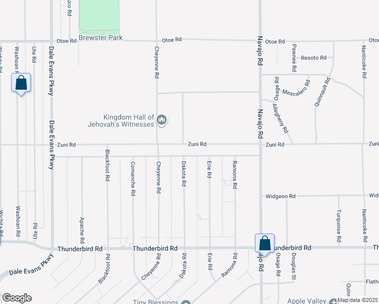 map of restaurants, bars, coffee shops, grocery stores, and more near 21424 Zuni Road in Apple Valley