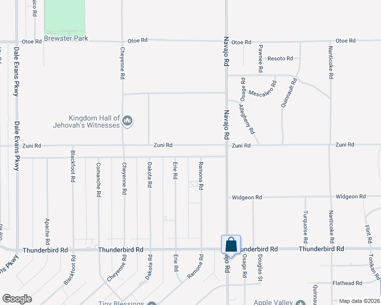 map of restaurants, bars, coffee shops, grocery stores, and more near 21560 Zuni Road in Apple Valley