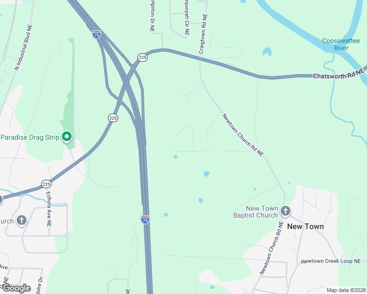 map of restaurants, bars, coffee shops, grocery stores, and more near 273 Blue Holly Drive Northeast in Calhoun