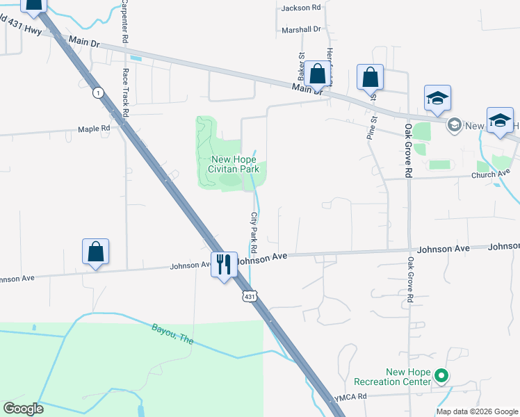 map of restaurants, bars, coffee shops, grocery stores, and more near 162 City Park Road in New Hope