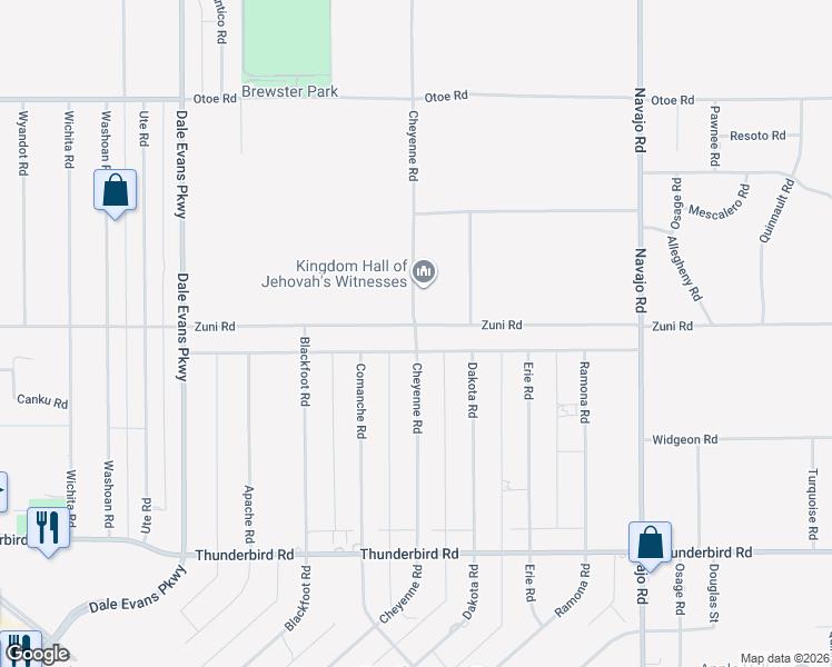 map of restaurants, bars, coffee shops, grocery stores, and more near 15640 Cheyenne Road in Apple Valley