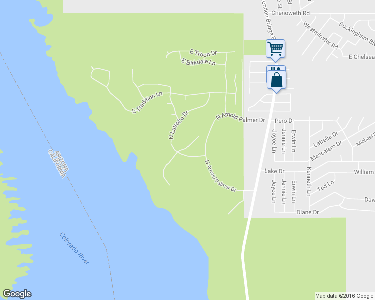 map of restaurants, bars, coffee shops, grocery stores, and more near 1912 East Deacon Drive in Lake Havasu City