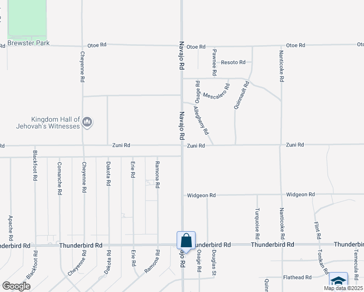 map of restaurants, bars, coffee shops, grocery stores, and more near Zuni Road in Apple Valley